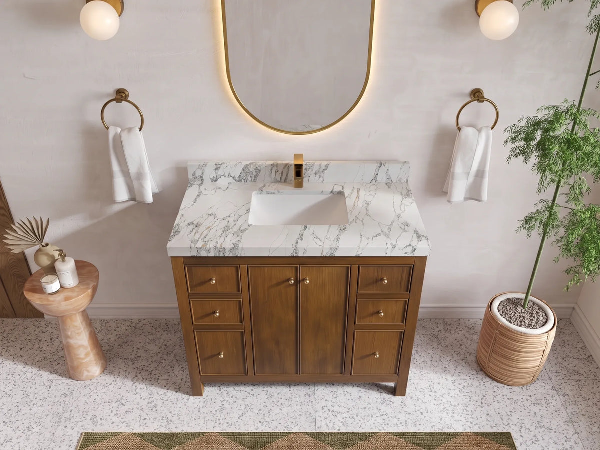 Chicago Teak 42 in. W x 22 in. D Single Sink Bathroom Vanity