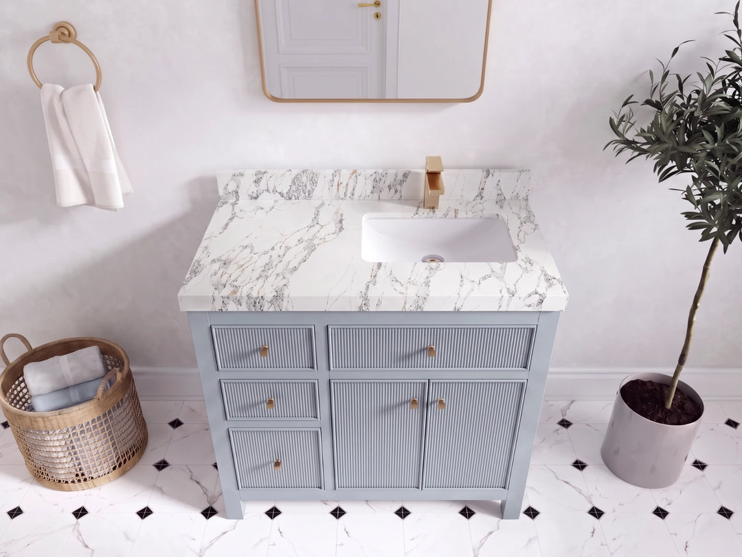 Sonoma 36 in. W x 22 in. D Right Offset Sink Bathroom Vanity | 
              
                Blue Heather
                
                  
             - SON_BLU_WHQZ_36R - photo №10
