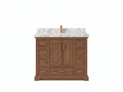 Charlotte Teak Wood 42 in. W x 22 in. D Single Sink Bathroom Vanity