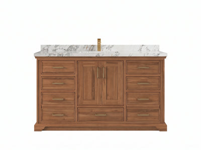 Charlotte Teak Wood 60 in. W x 22 in. D Single Sink Bathroom Vanity