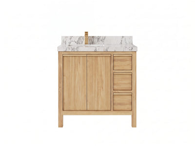Elizabeth Teak Wood 36 in. W x 22 in. D Left Offset Sink Bathroom Vanity