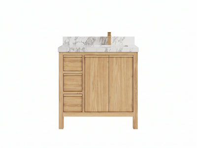 Elizabeth Teak Wood 36 in. W x 22 in. D Right Offset Sink Bathroom Vanity