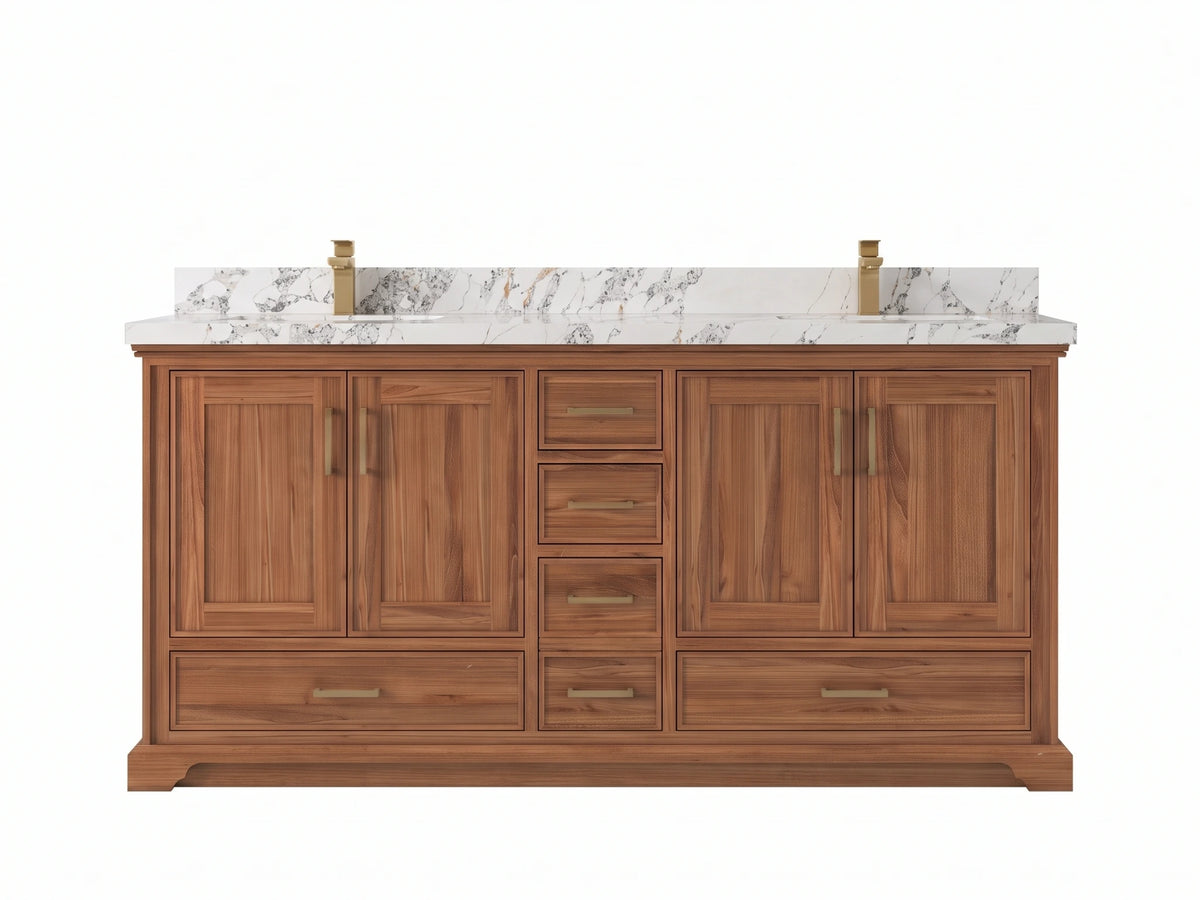 Charlotte Teak Wood 72 in. W x 22 in. D Double Sink Bathroom Vanity