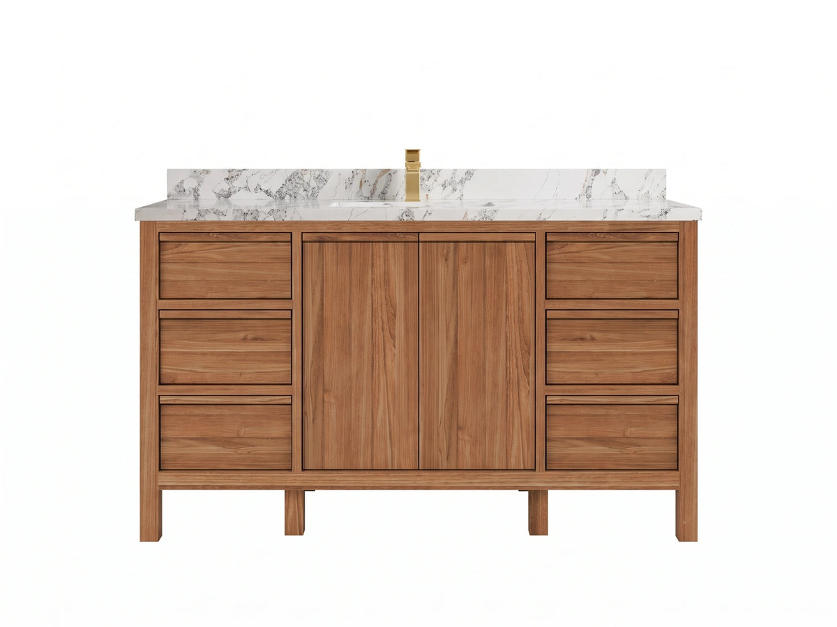 Elizabeth Teak Wood 60 in. W x 22 in. D Single Sink Bathroom Vanity