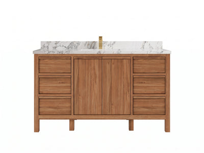 Elizabeth Teak Wood 60 in. W x 22 in. D Single Sink Bathroom Vanity