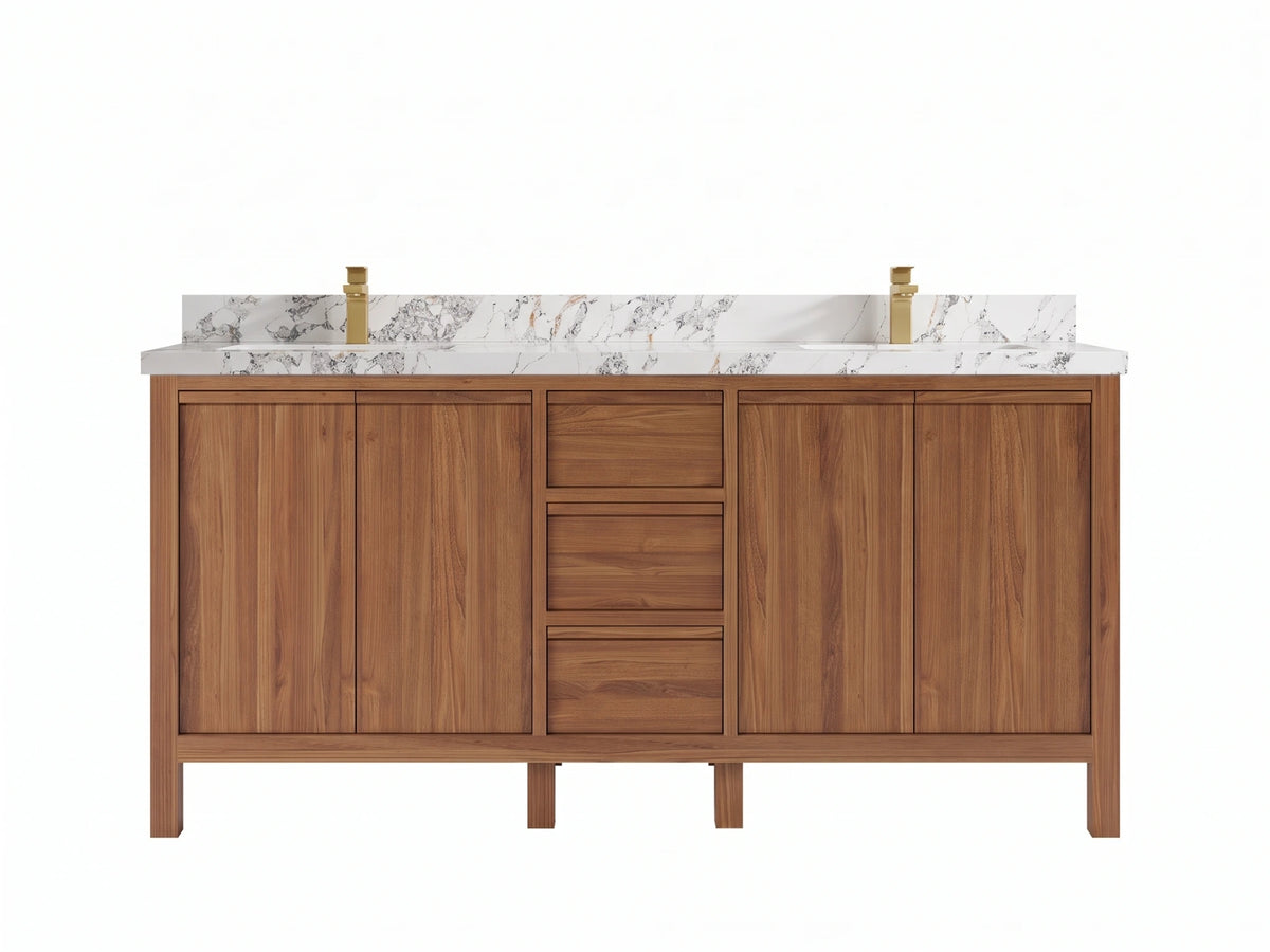 Elizabeth Teak Wood 72 in. W x 22 in. D Double Sink Bathroom Vanity