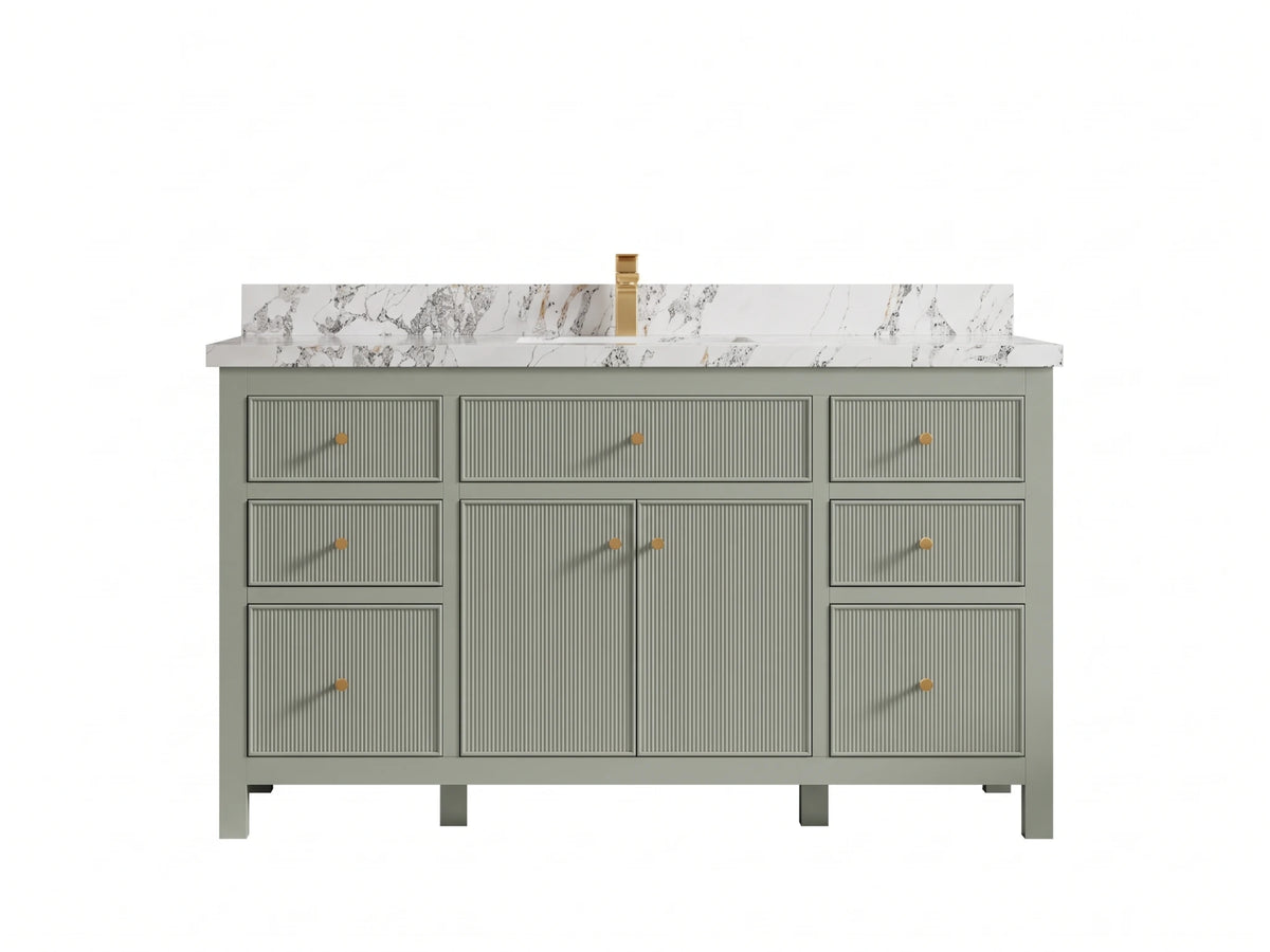 Sonoma 60 in W x 22 in D Free Standing Reeded Single Sink Bathroom Vanity