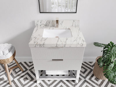 Catalina 30 in W x 22 in D Free Standing Reeded Single Sink Bathroom Vanity