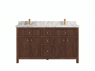 Sonoma Reeded Teak Wood 60 in. W x 22 in. D Double Sink Bathroom Vanity