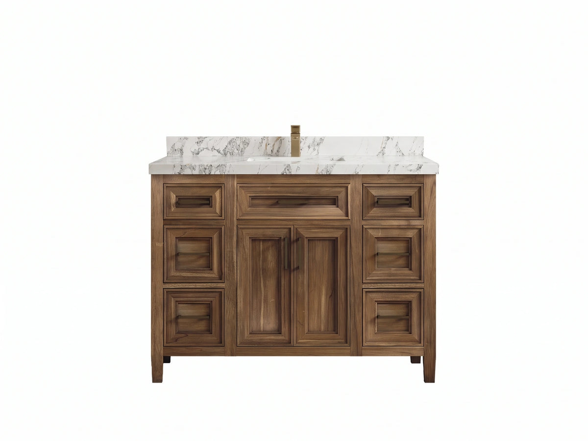 Santa Monica Teak Wood 48 in. W x 22 in. D Single Sink Bathroom Vanity