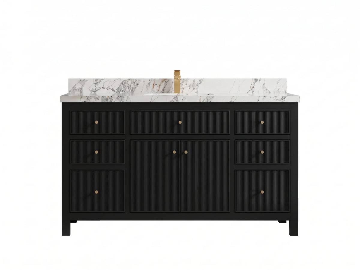 Sonoma 60 in W x 22 in D Free Standing Reeded Single Sink Bathroom Vanity