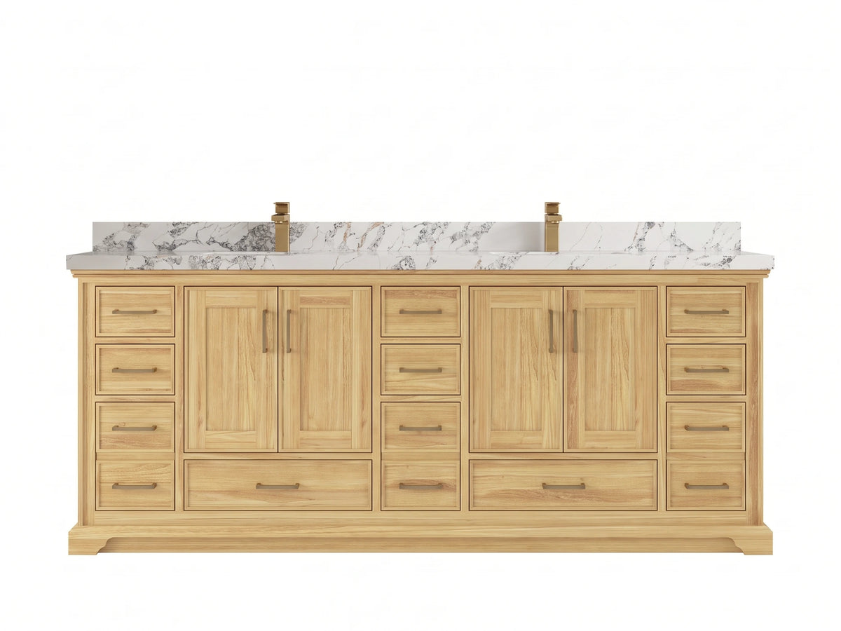 Charlotte Teak Wood 84 in. W x 22 in. D Double Sink Bathroom Vanity