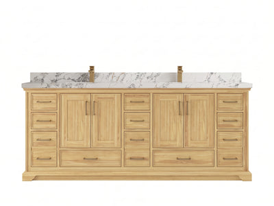 Charlotte Teak Wood 84 in. W x 22 in. D Double Sink Bathroom Vanity