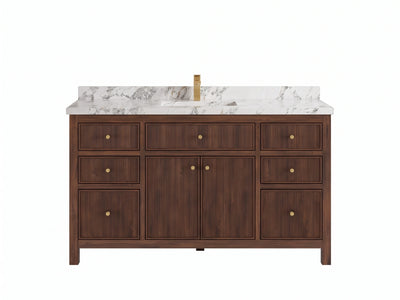 Sonoma Reeded Teak Wood 60 in. W x 22 in. D Single Sink Bathroom Vanity