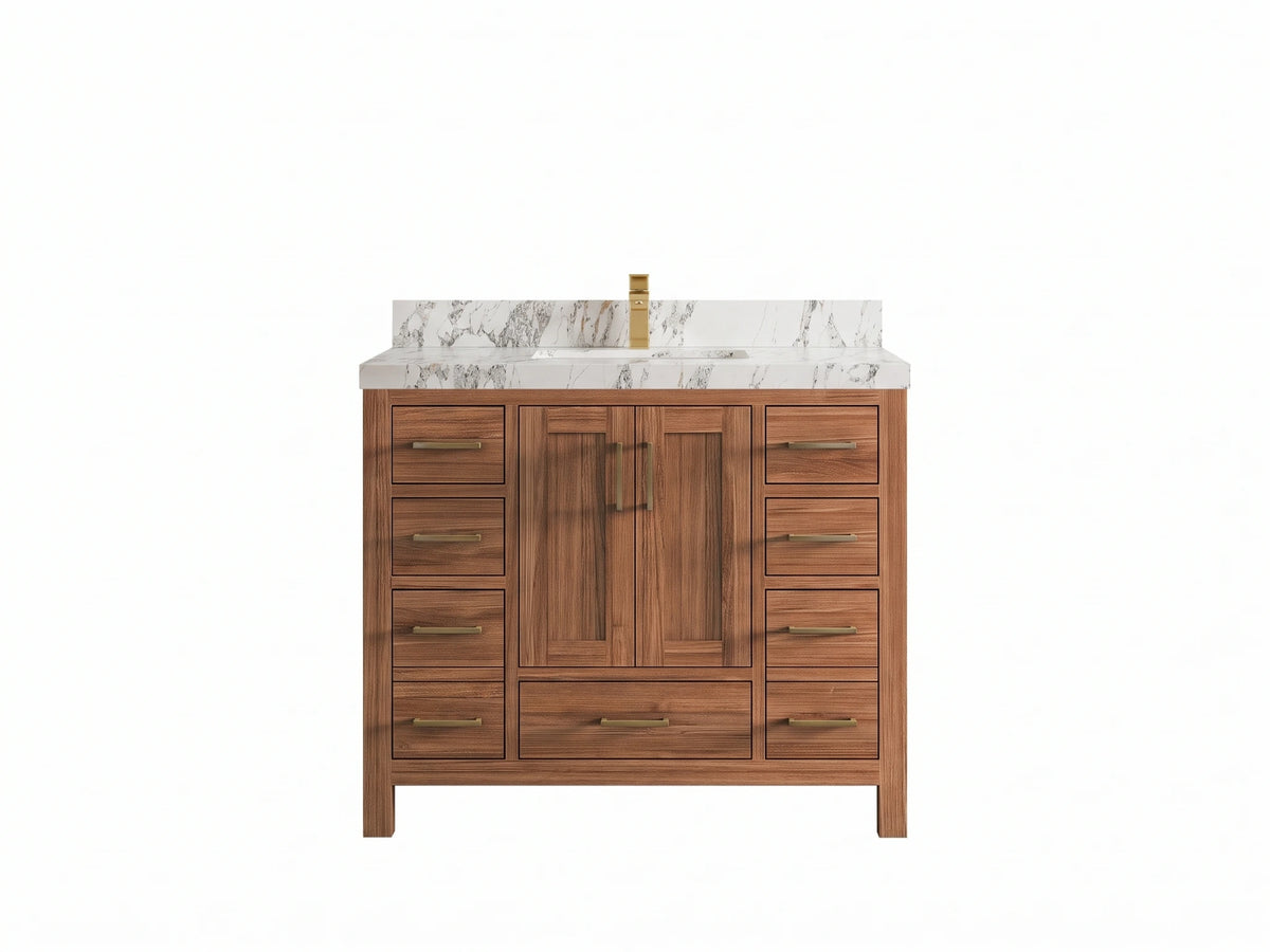 Malibu Teak Wood 42 in. W x 22 in. D Single Sink Bathroom Vanity