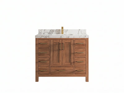Malibu Teak Wood 42 in. W x 22 in. D Single Sink Bathroom Vanity