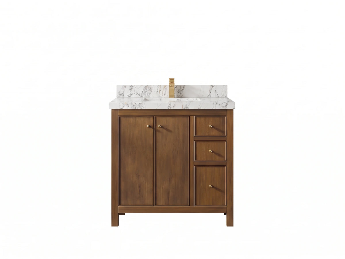 Chicago Teak 36 in. W x 22 in. D Center Sink Bathroom Vanity
