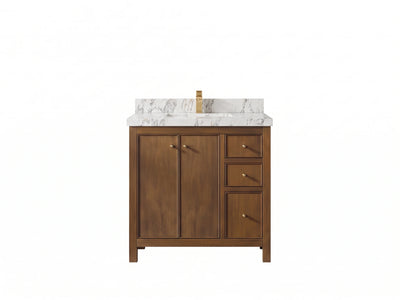 Chicago Teak 36 in. W x 22 in. D Center Sink Bathroom Vanity
