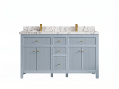 Sonoma 60 in W x 22 in D Free Standing Reeded Double Sink Bathroom Vanity