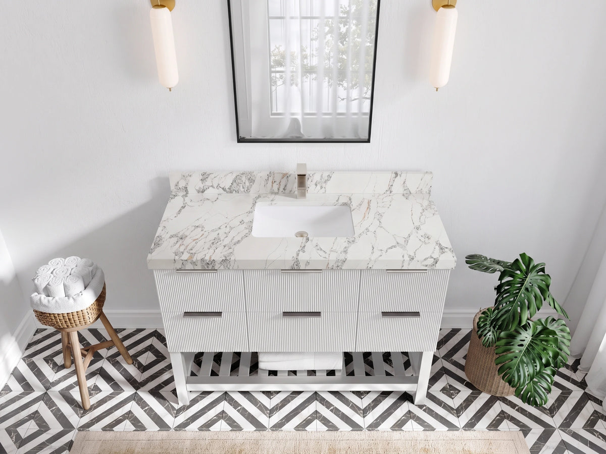Catalina 48 in W x 22 in D Free Standing Reeded Single Sink Bathroom Vanity