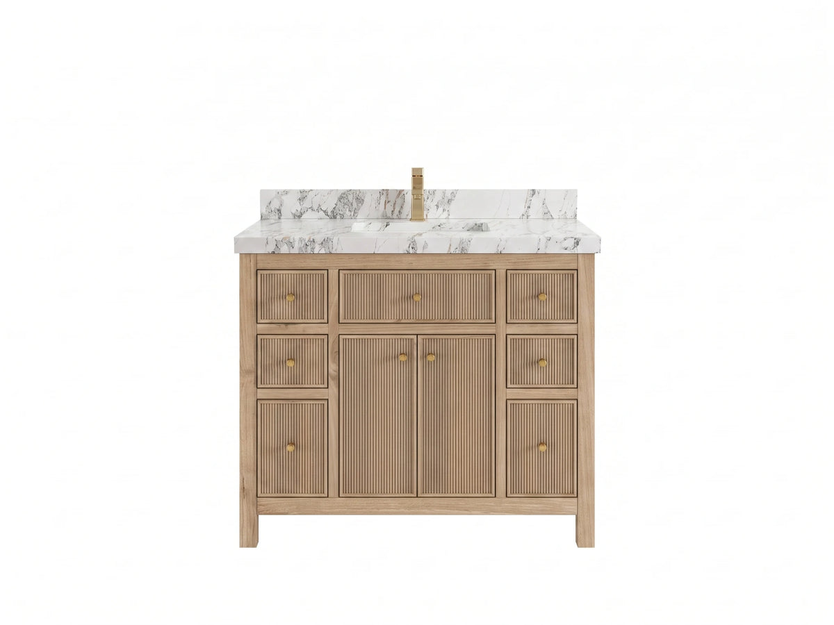 Sonoma Reeded Teak Wood 42 in. W x 22 in. D Single Sink Bathroom Vanity