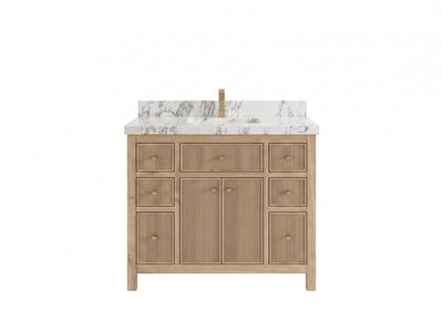 Sonoma Reeded Teak Wood 42 in. W x 22 in. D Single Sink Bathroom Vanity