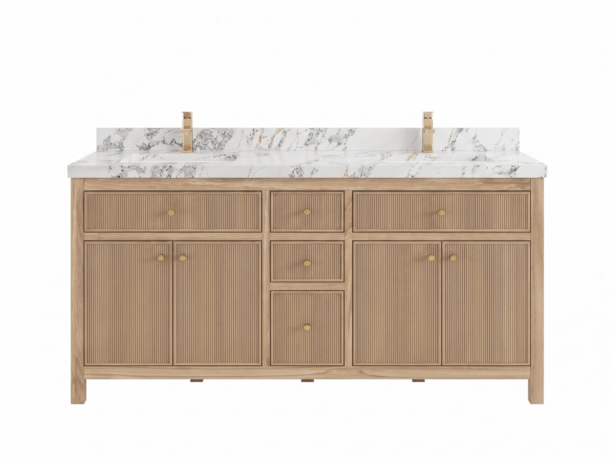 Sonoma Reeded Teak Wood 60 in. W x 22 in. D Double Sink Bathroom Vanity