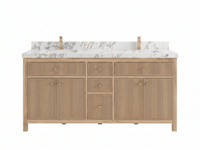 Sonoma Reeded Teak Wood 60 in. W x 22 in. D Double Sink Bathroom Vanity