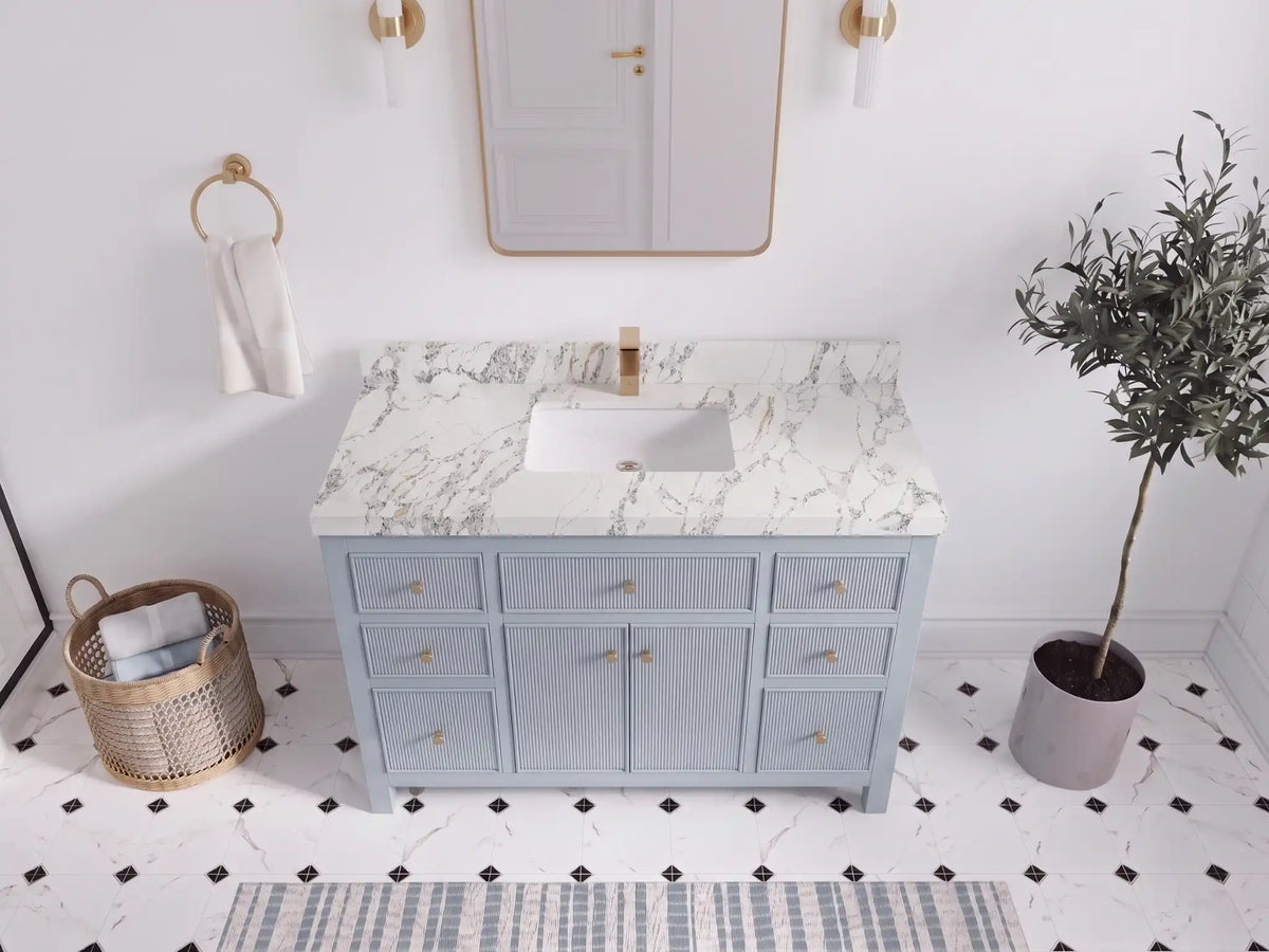 Sonoma 48 in W x 22 in D Free Standing Reeded Single Sink Bathroom Vanity