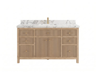 Sonoma Reeded Teak Wood 60 in. W x 22 in. D Single Sink Bathroom Vanity