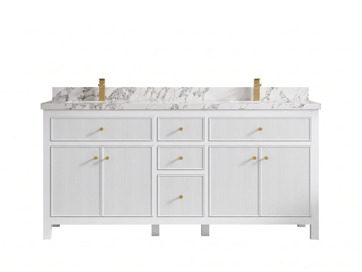 Sonoma 72 in W x 22 in D Free Standing Reeded Double Sink Bathroom Vanity