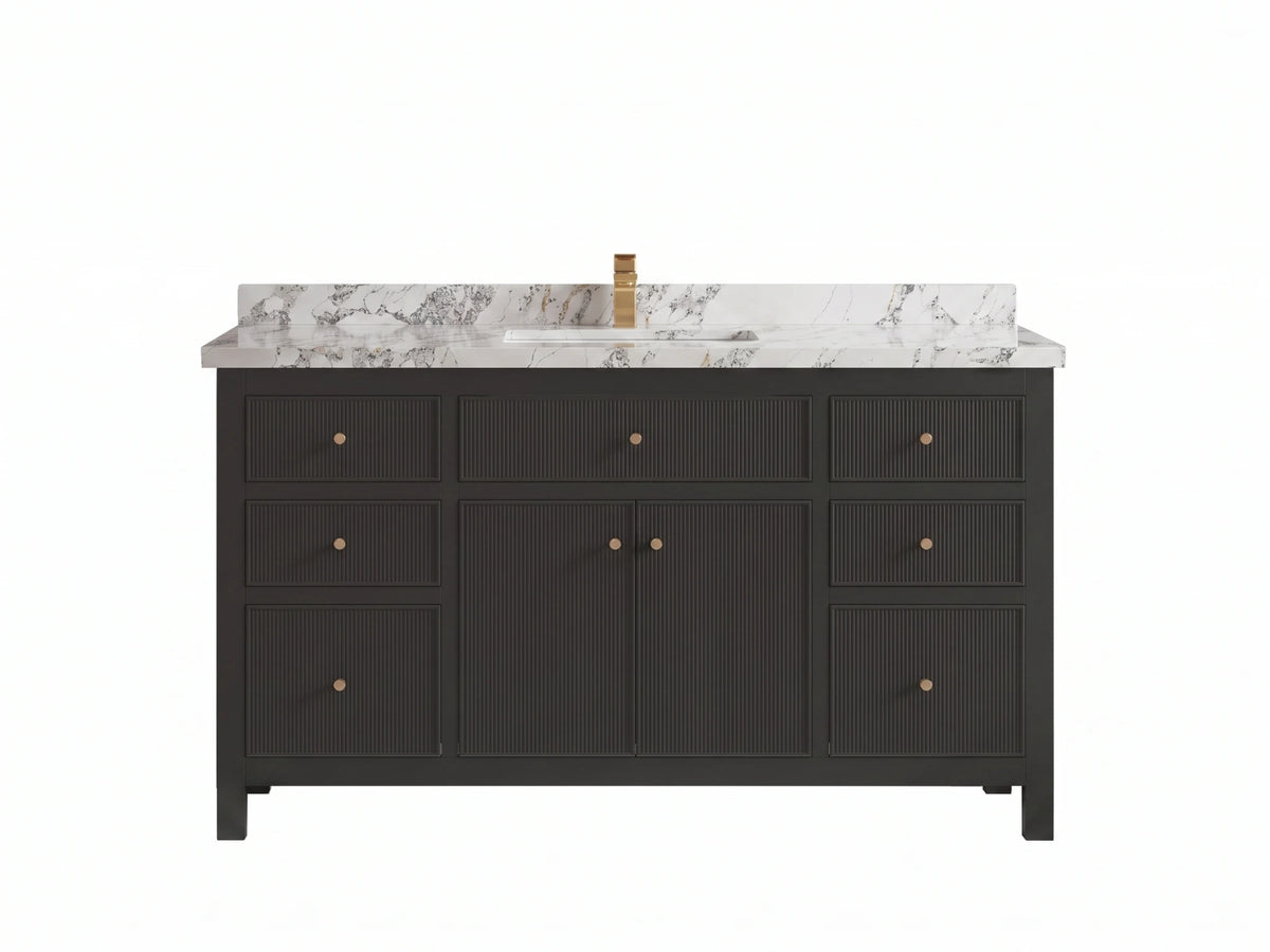 Sonoma 60 in W x 22 in D Free Standing Reeded Single Sink Bathroom Vanity