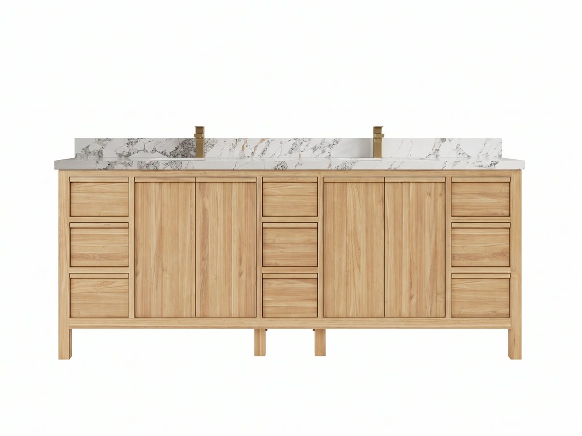 Elizabeth Teak Wood 84 in. W x 22 in. D Double Sink Bathroom Vanity