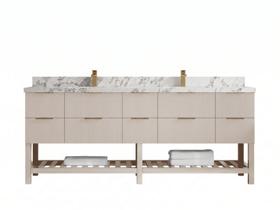 Catalina 84 in W x 22 in D Free Standing Reeded Double Sink Bathroom Vanity