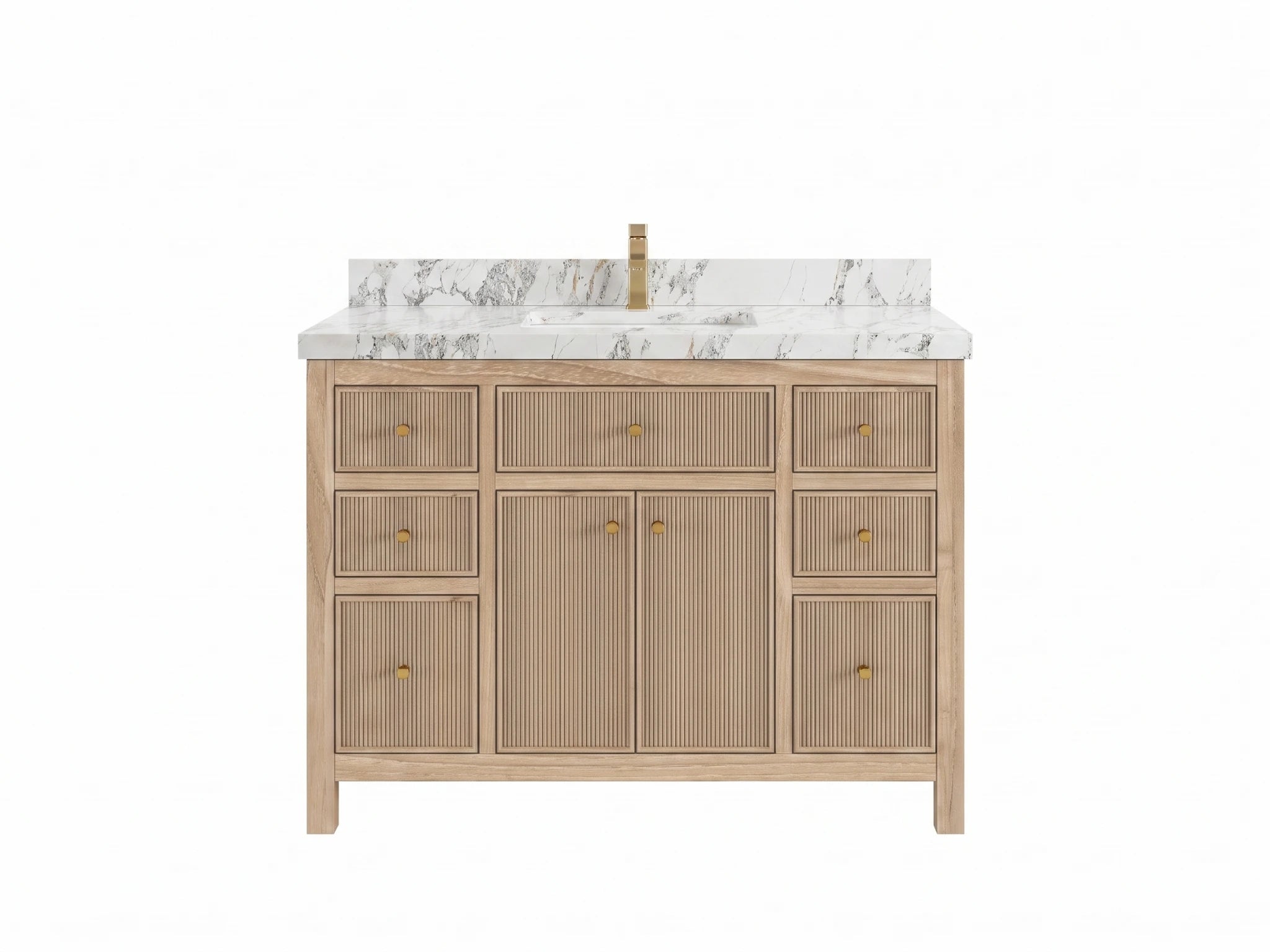 Sonoma Reeded Teak Wood 48 in. W x 22 in. D Single Sink Bathroom Vanity