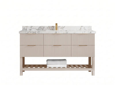 Catalina 60 in W x 22 in D Free Standing Reeded Single Sink Bathroom Vanity