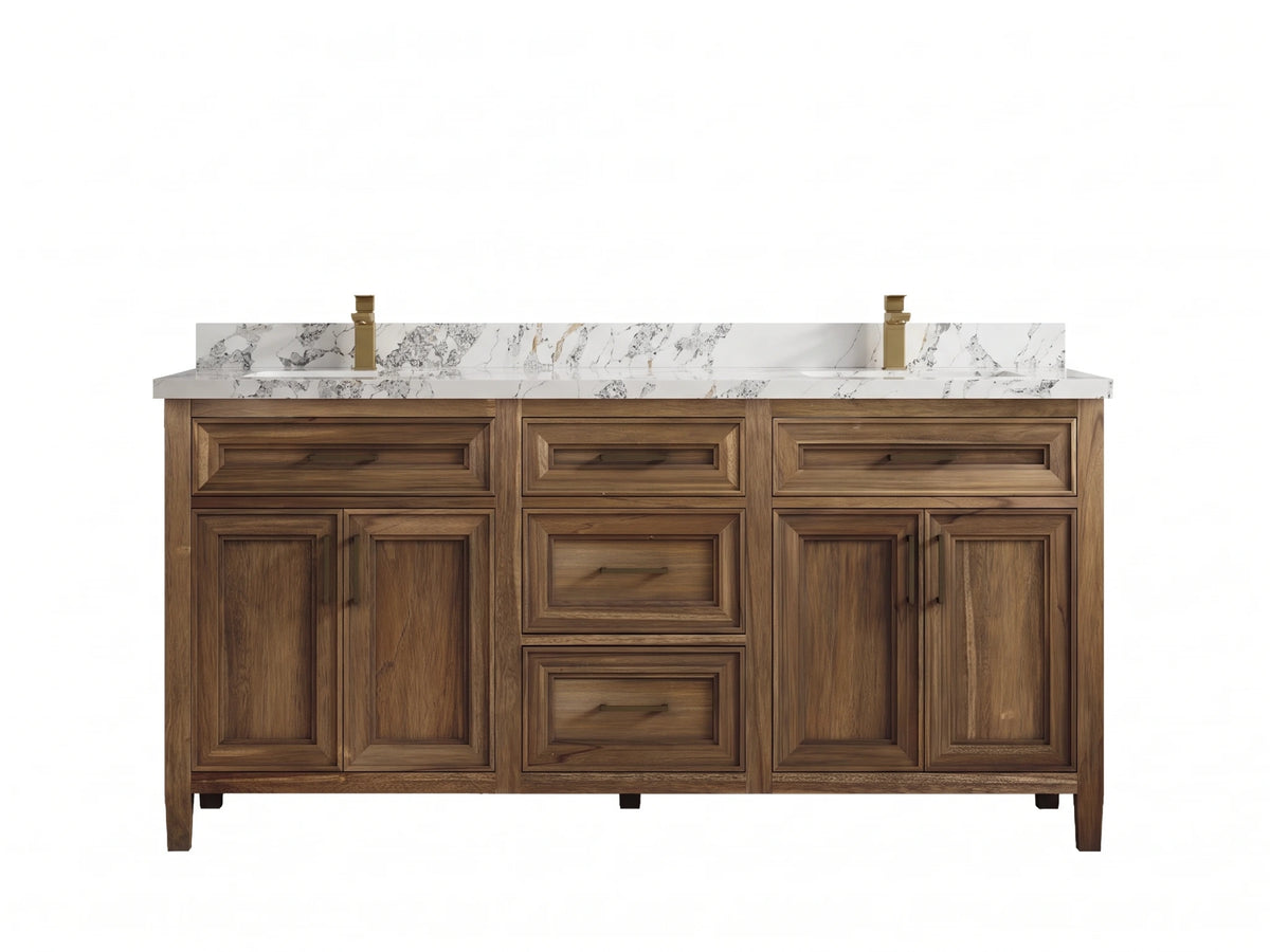 Santa Monica Teak Wood 72 in. W x 22 in. D Double Sink Bathroom Vanity