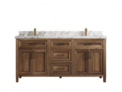 Santa Monica Teak Wood 72 in. W x 22 in. D Double Sink Bathroom Vanity