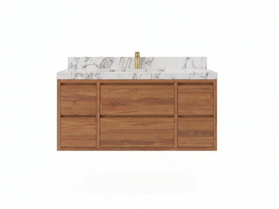 Madison Floating Teak Wood 48 in. W x 22 in. D Single Sink Bathroom Vanity