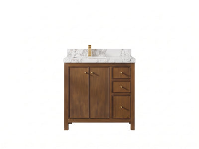 Chicago Teak 36 in. W x 22 in. D Left Offset Sink Bathroom Vanity