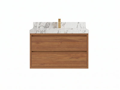 Madison Floating Teak Wood 36 in. W x 22 in. D Center Sink Bathroom Vanity
