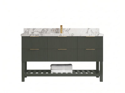 Catalina 60 in W x 22 in D Free Standing Reeded Single Sink Bathroom Vanity