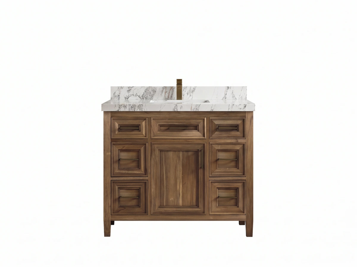 Santa Monica Teak Wood 42 in. W x 22 in. D Single Sink Bathroom Vanity