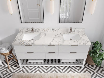 Catalina 72 in W x 22 in D Free Standing Reeded Double Sink Bathroom Vanity