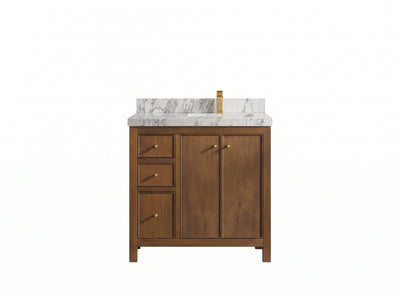 Chicago Teak 36 in. W x 22 in. D Right Offset Sink Bathroom Vanity