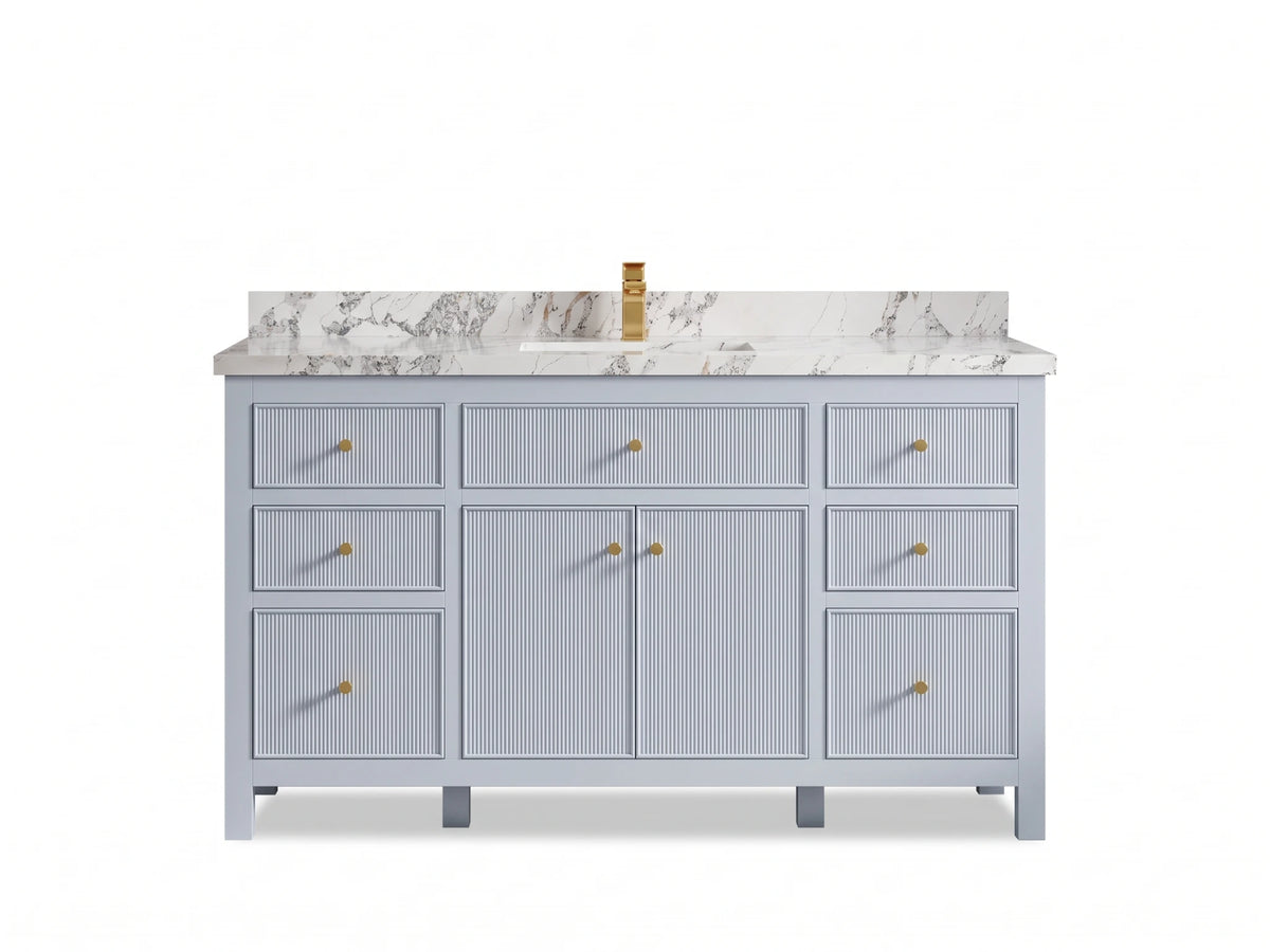 Sonoma 60 in W x 22 in D Free Standing Reeded Single Sink Bathroom Vanity