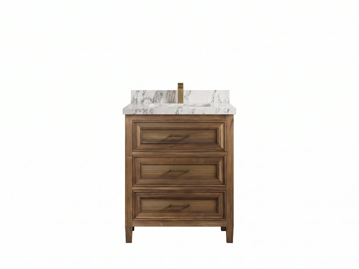 Santa Monica Teak Wood 30 in. W x 22 in. D Single Sink Bathroom Vanity