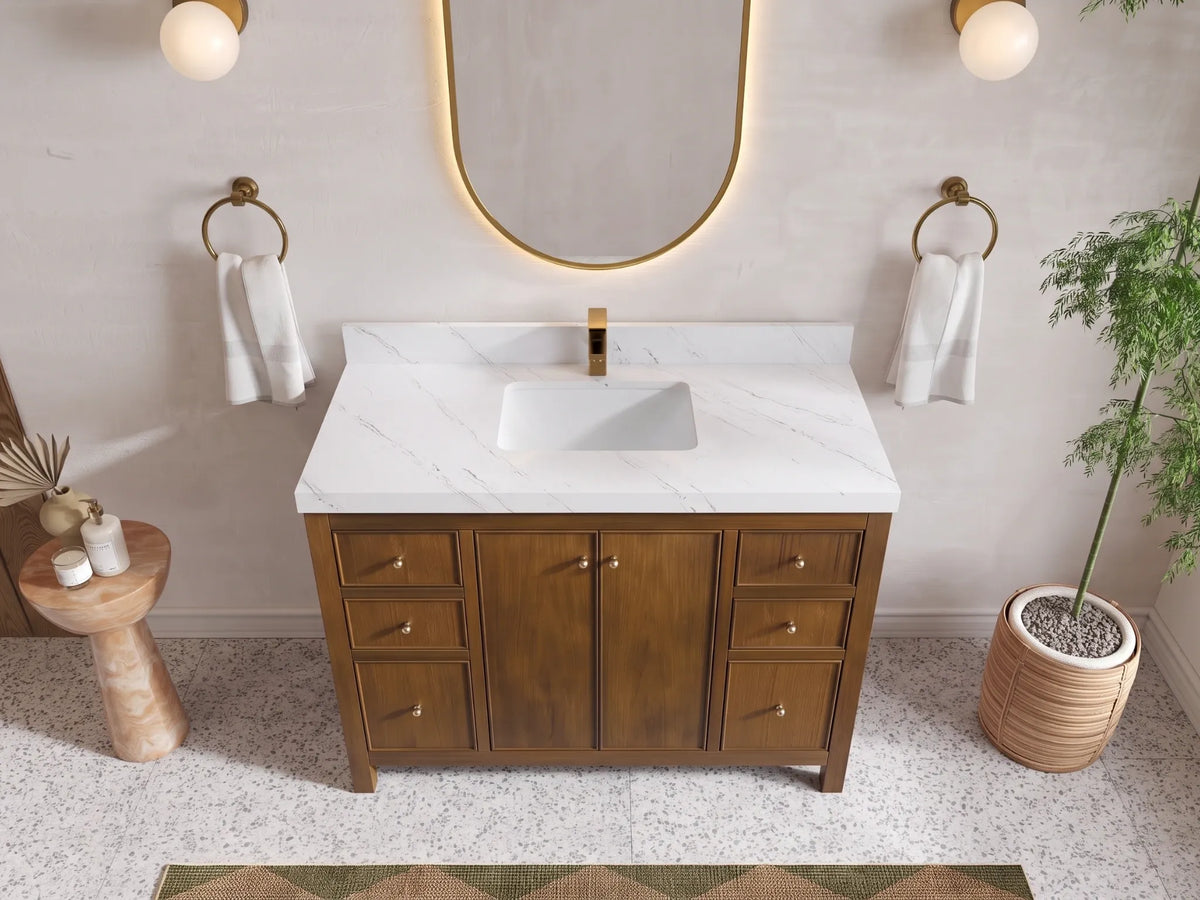 Chicago Teak 48 in. W x 22 in. D Single Sink Bathroom Vanity