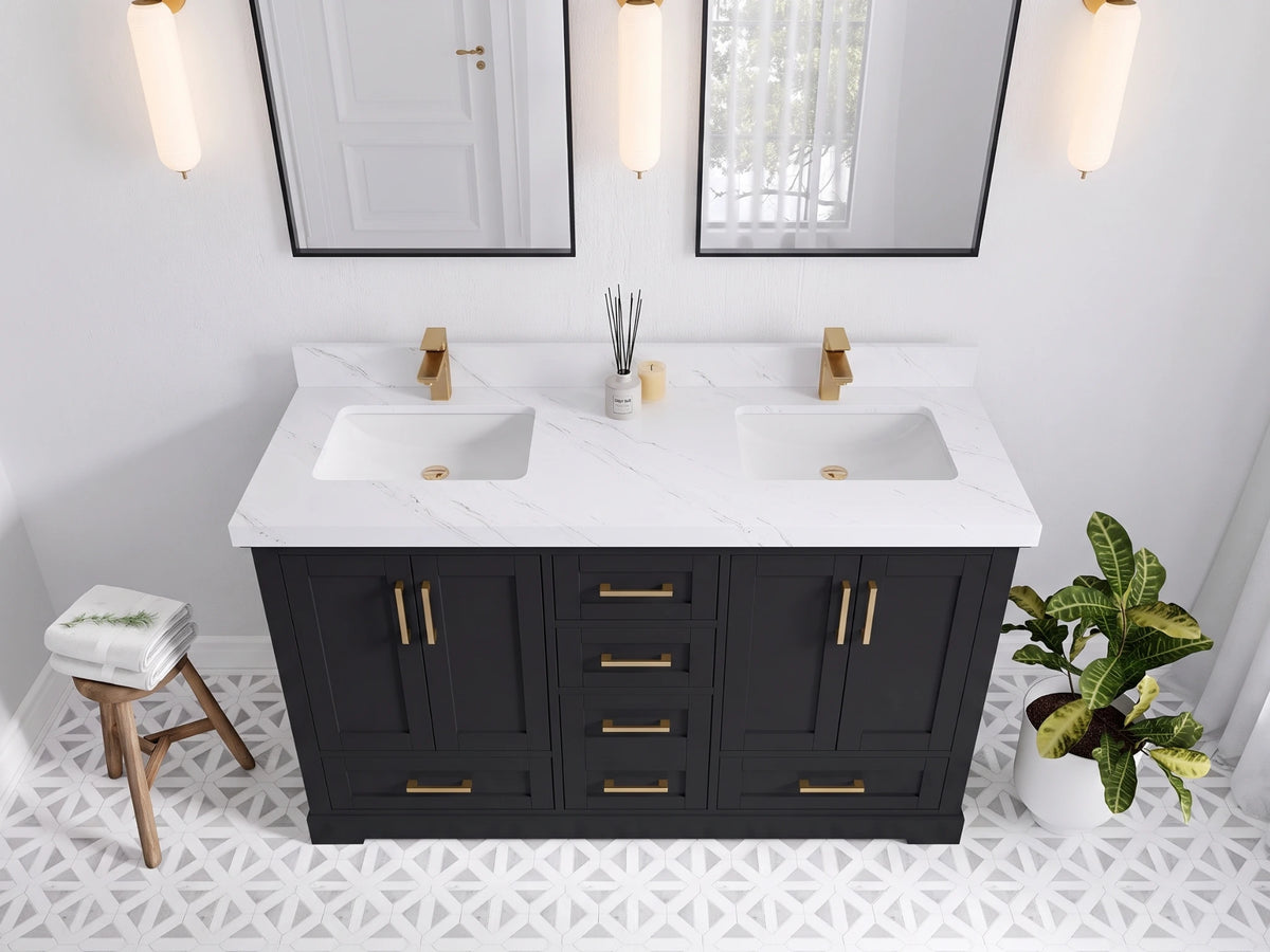 Boston 60 in. W x 22 in. D Double Sink Bathroom Vanity