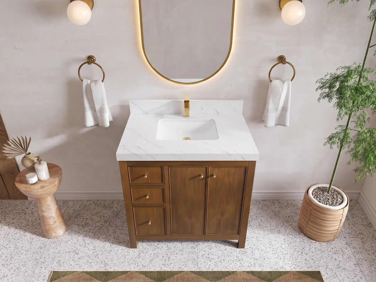 Chicago Teak 36 in. W x 22 in. D Center Sink Bathroom Vanity